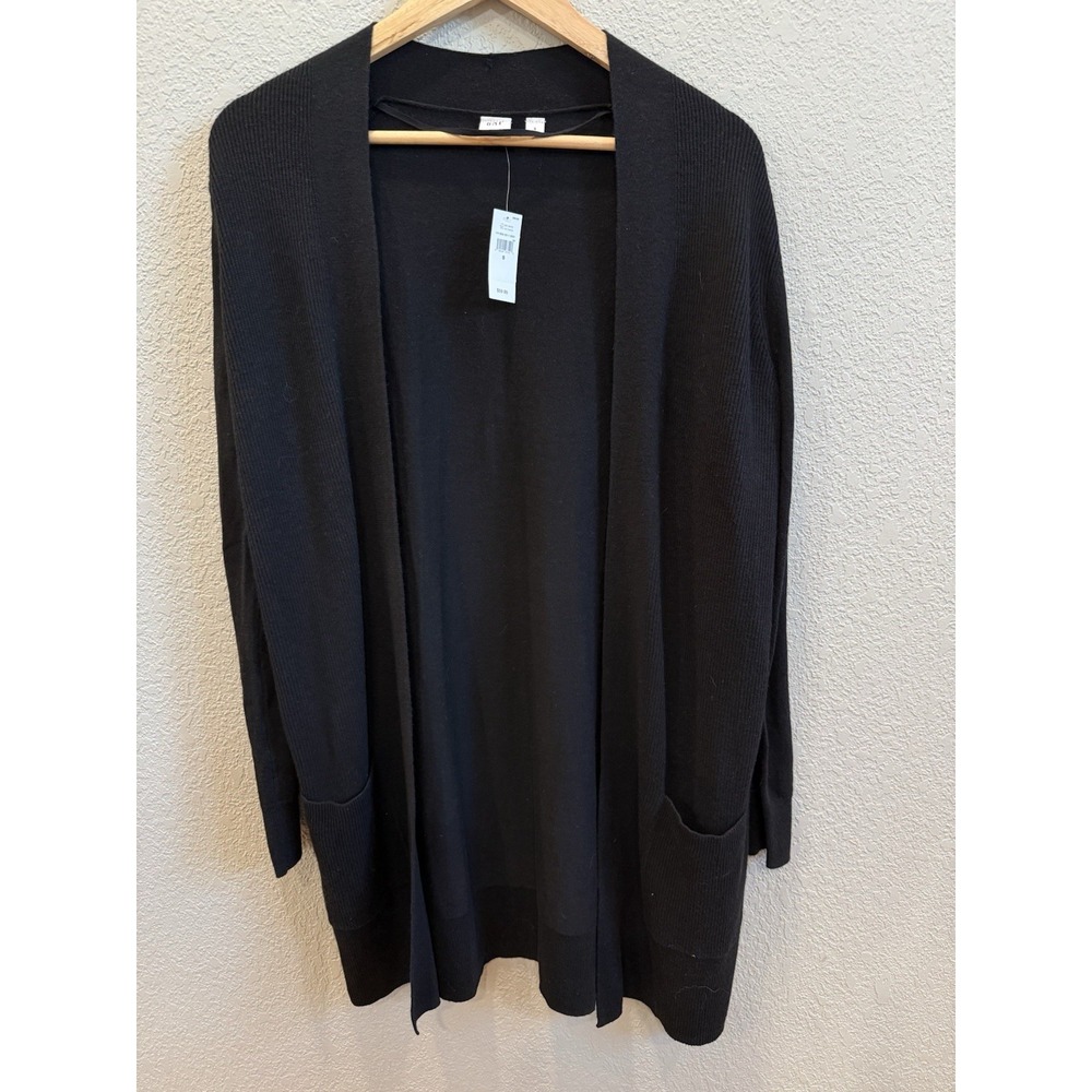 NWT GAP "Bella Open Third" Cardigan Open Front Long Line Black Small